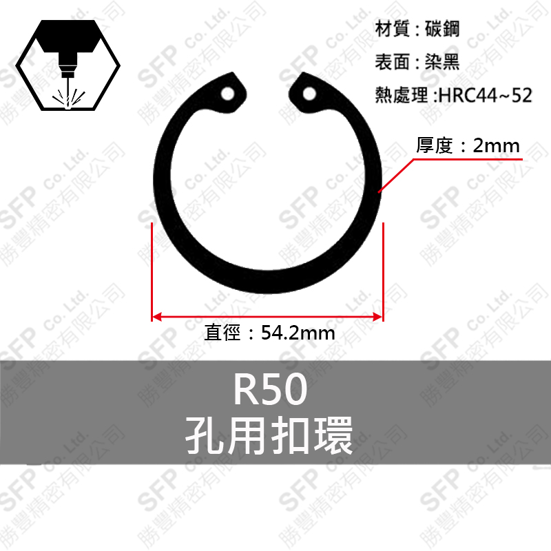 染黑C型扣環(孔用) R50