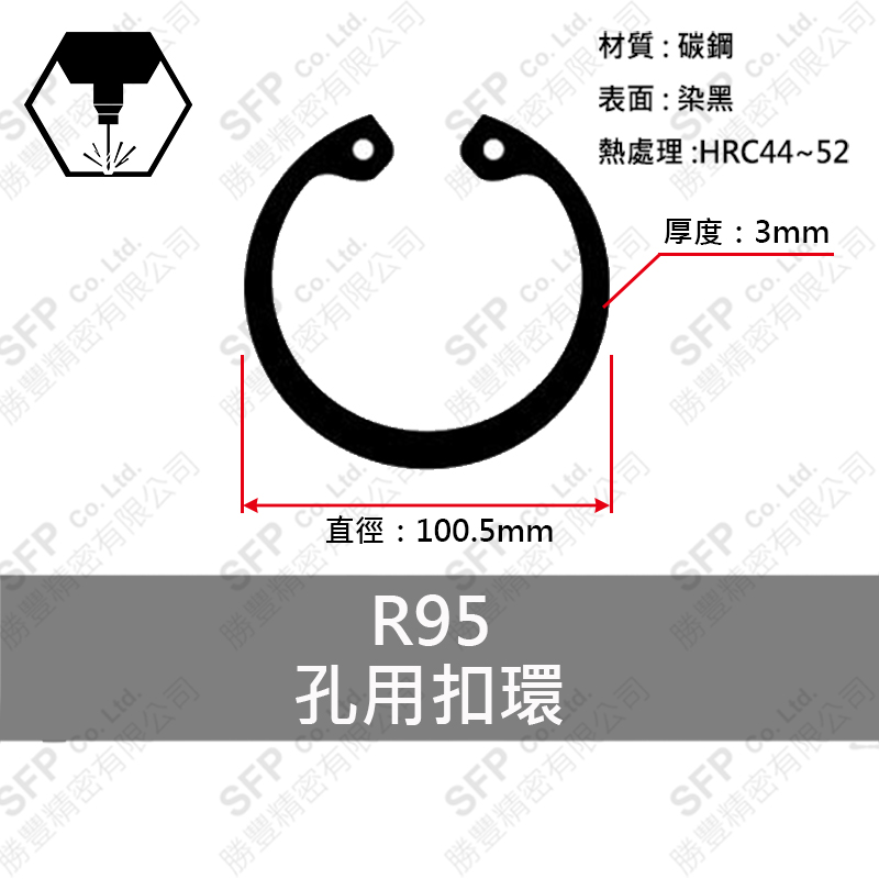 染黑C型扣環(孔用) R95