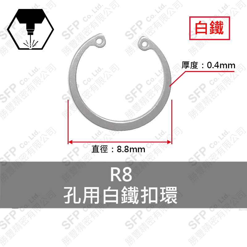 白鐵C型扣環(孔用) R8