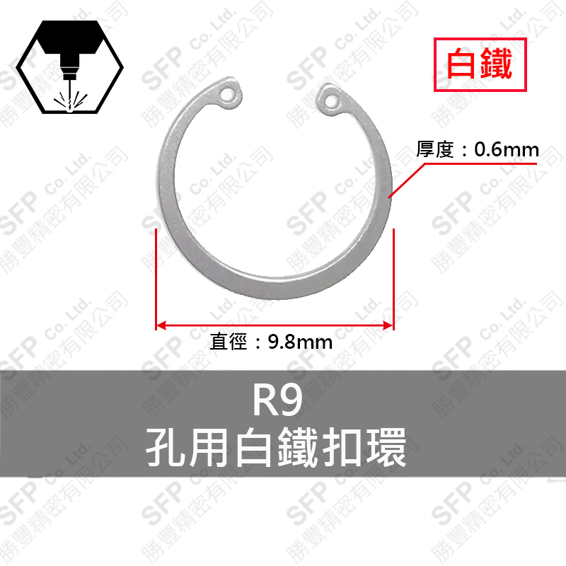 白鐵C型扣環(孔用) R9