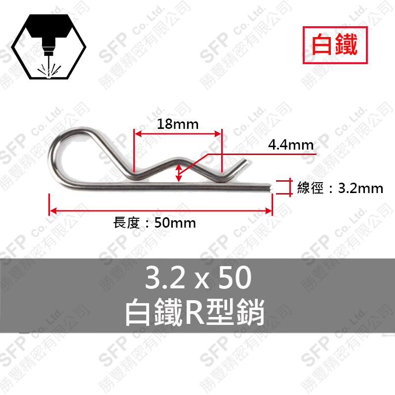 304白鐵R型銷 3.2*50 (R-20)