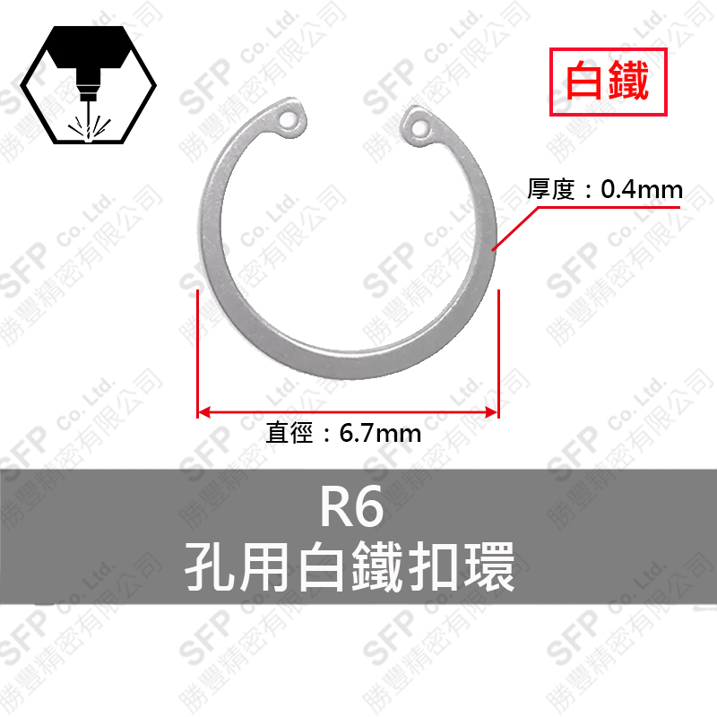 白鐵C型扣環(孔用) R6