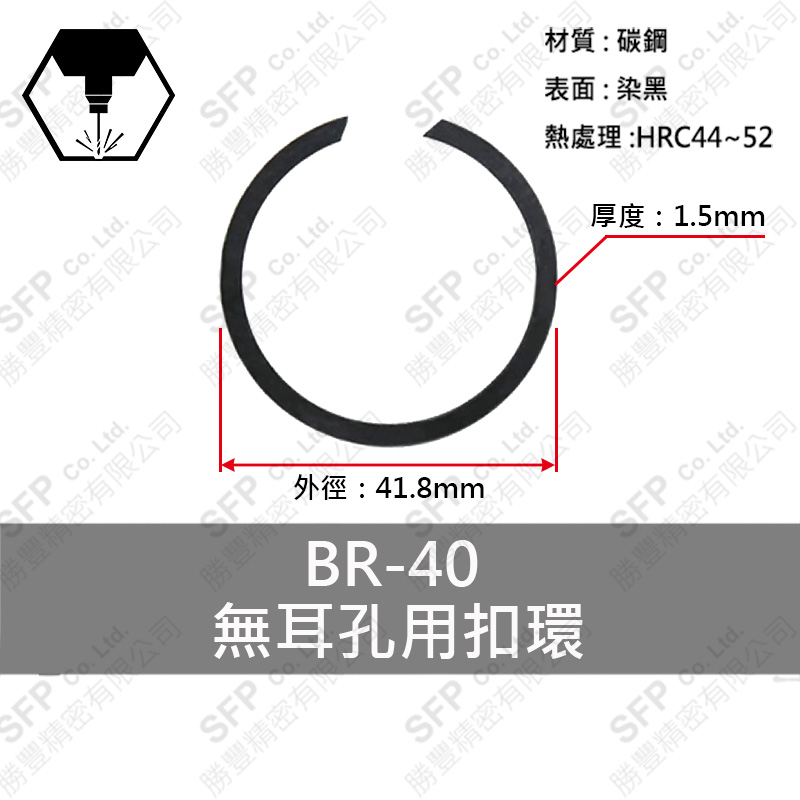 碳鋼無耳扣環(孔用) BR40 * 1.5厚