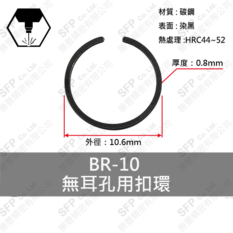 碳鋼無耳扣環(孔用) BR10 * 1.0厚