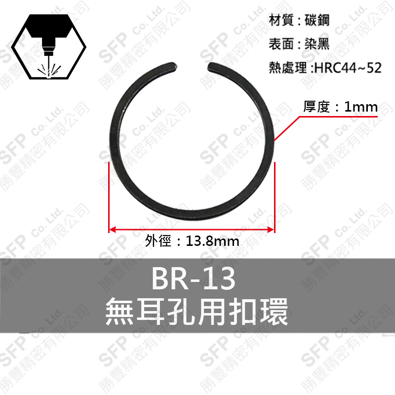 碳鋼無耳扣環(孔用) BR13 * 1.0厚