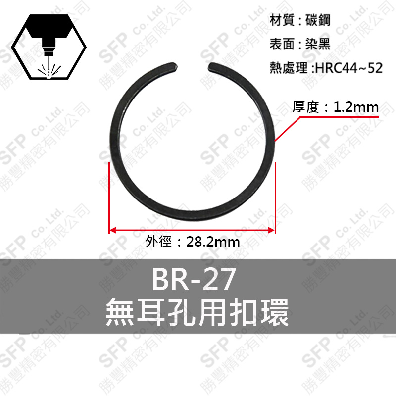碳鋼無耳扣環(孔用) BR27 * 1.2厚