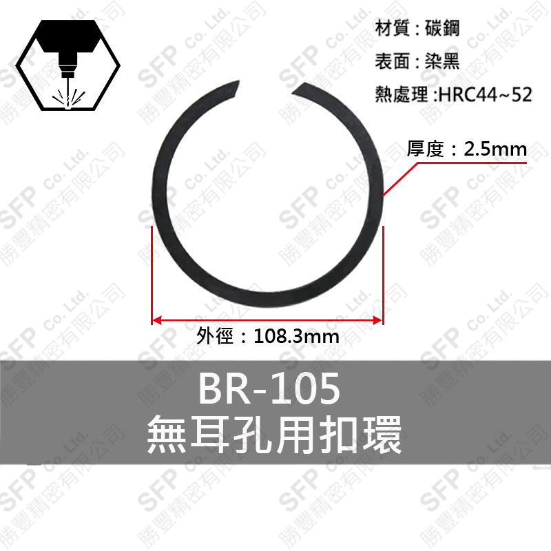 碳鋼無耳扣環(孔用) BR105 * 2.5厚