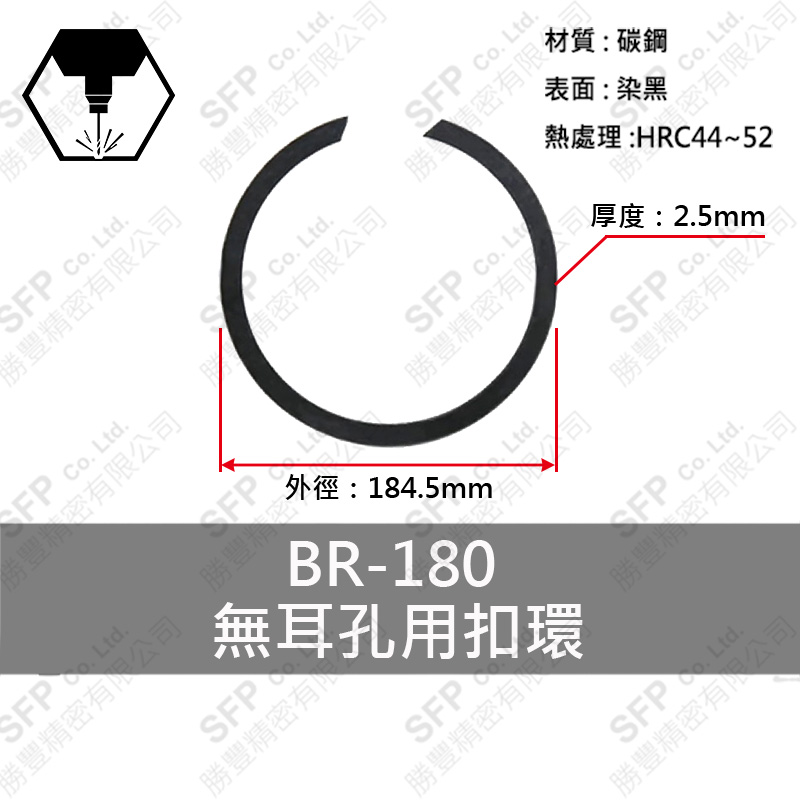 碳鋼無耳扣環(孔用) BR180 * 2.5厚