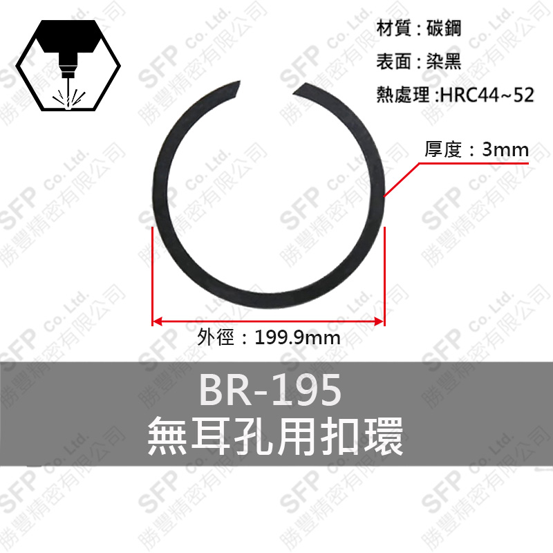 碳鋼無耳扣環(孔用) BR195 * 3.0厚