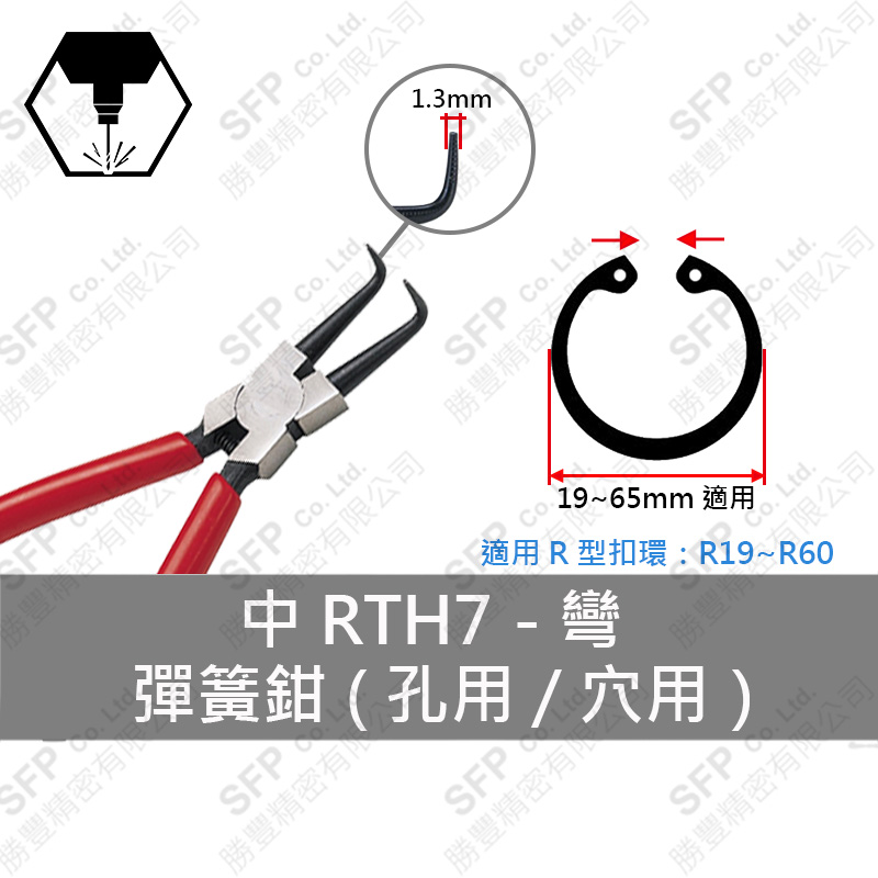 彈簧鉗 (孔用) R19-R60用 【彎型】RTH7L