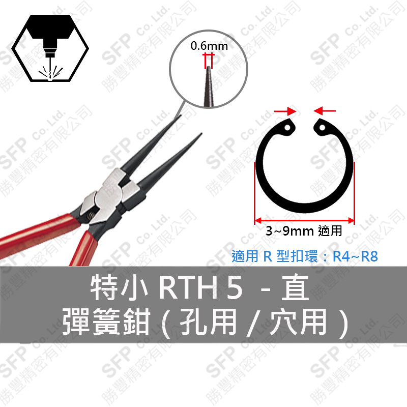 彈簧鉗 (孔用) R4-R8用 【直型】RTH3