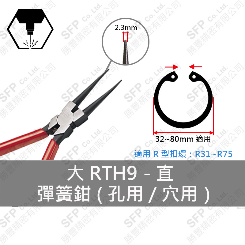 彈簧鉗 (孔用) R31-R75用 【直型】RTH9